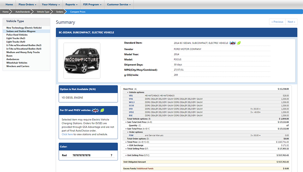 AutoChoice Summary page
